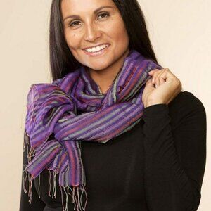 Indira Purple Silk & Wool Shawl